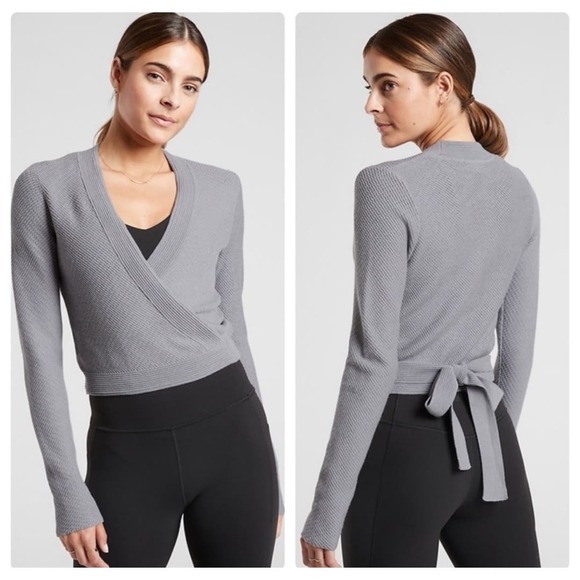 Athleta Sweaters - Athleta Grace Long Sleeve Knit Sweater Wrap in Grey Heather | Size XXS TTP